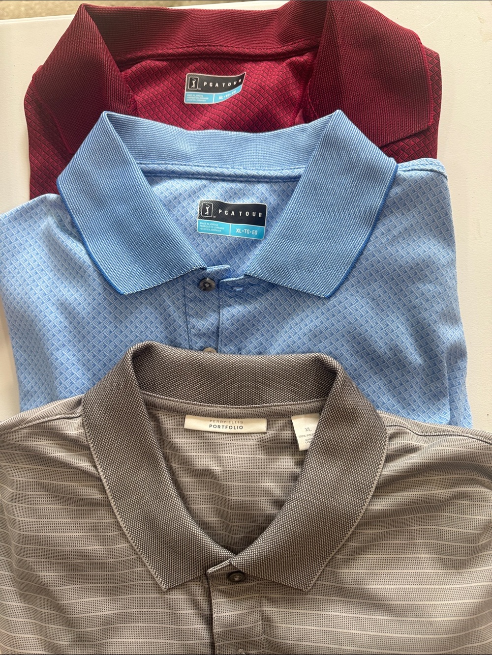 PGA Tour Light Blue Polo with Burgundy and Gray Layered Set